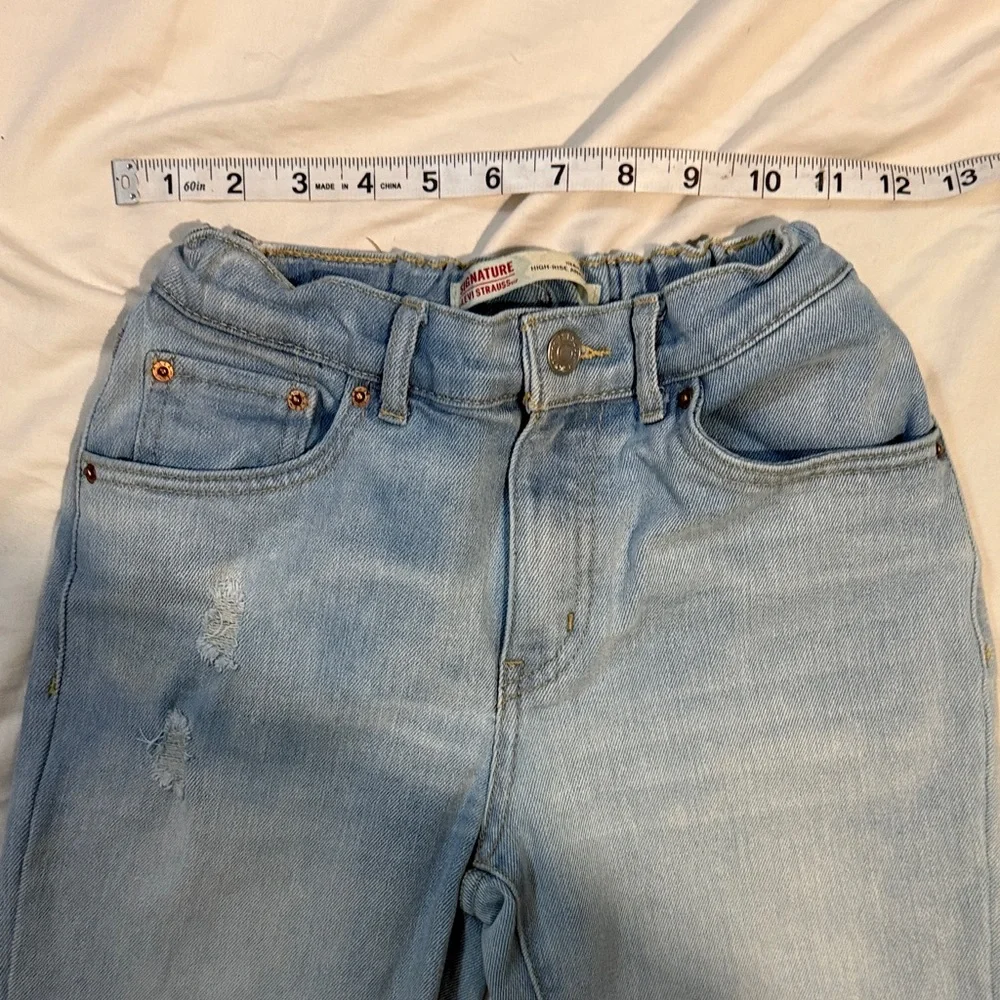Levi Strauss Distressed Straight Leg Jeans Heritage High-Rise Girls 14 Reg